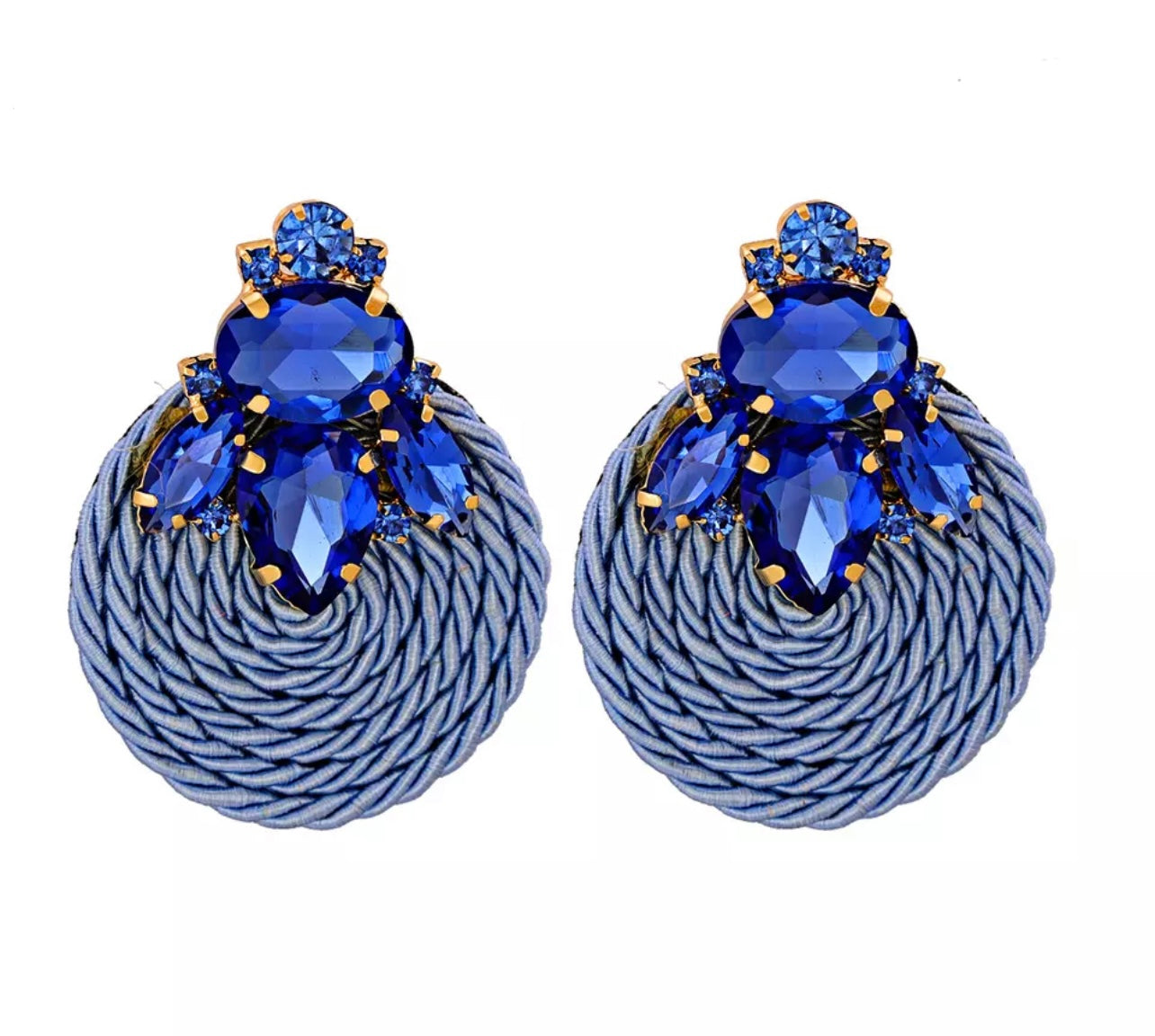 Woven Rhinestone Round Drop Earring