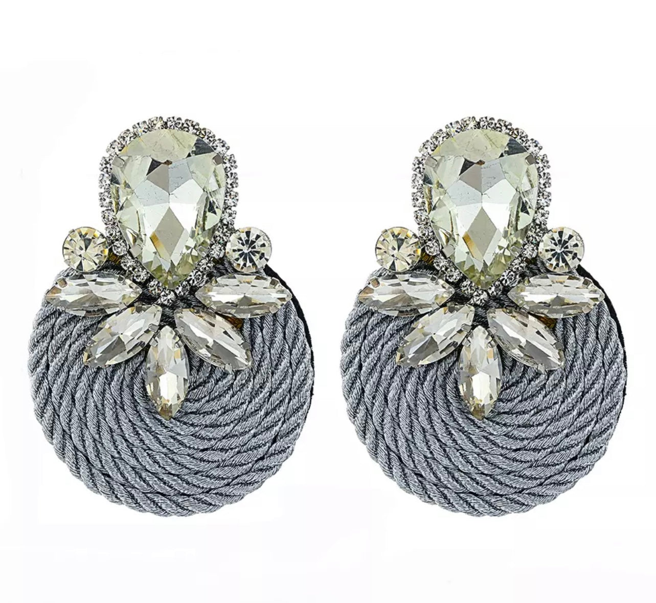 Woven Rhinestone Round Drop Earring